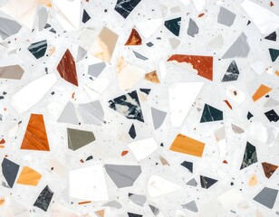 Close-up of a speckled terrazzo surface with varied colored shards