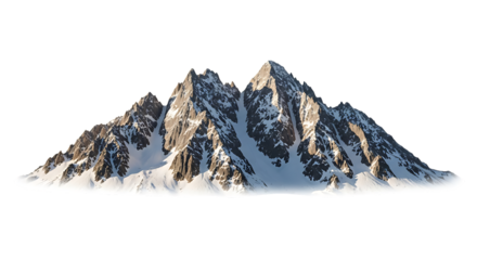Snowy Mountain Peaks Isolated on White Background