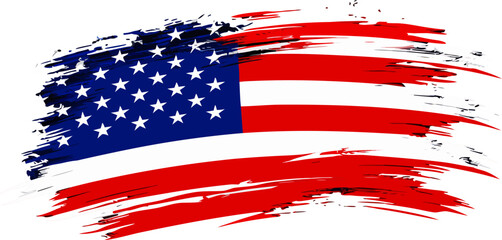 USA flag, watercolor brush pattern, generative AI