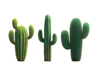 Three different types of cacti