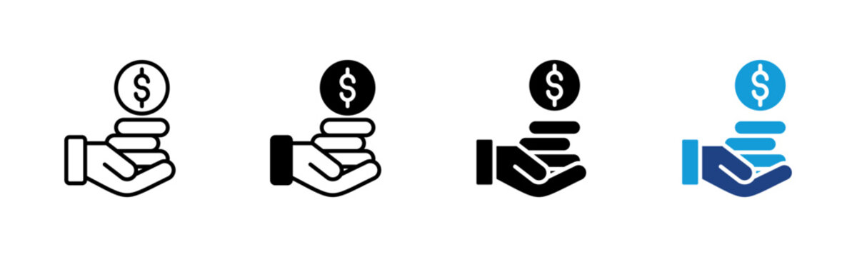 Income icon set multiple style collection