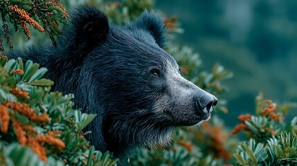 Obraz premium Sloth bear sitting forest clearing thick fur wallpapers