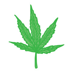 Hand drawn cannabis leaf Medicine marijuana Hemp leaves clipart in doodle style Single element for print, web, design, decor