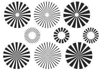 とてもシンプル集中線のセット　黒