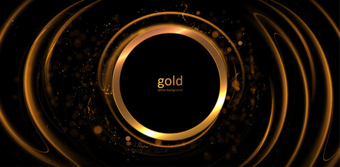 Prestige round award frame from glowing golden bokeh light. Elegant, ceremonial border for high achievement and honor, perfect for corporate recognition graphics, certificates, and award presentations