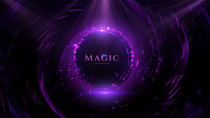 Round frame of bokeh lights for modern corporate awards. This tech-inspired border is perfect for digital certificates, employee achievement graphic, and innovation awards in the tech and finance