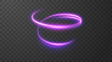 Vector illustration of dynamic, glowing spiral in vibrant neon colors (blue, purple, pink) on checkered grid. Retrofuturistic aesthetic of synthwave, outrun, and 80s retro gaming. Light spiral element