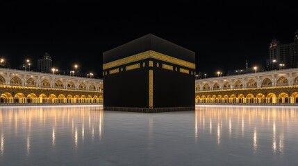 Night View of the Kaaba in Mecca