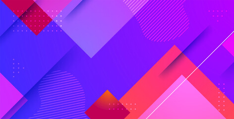 Vibrant abstract geometric background with purple, pink, and blue shapes, layered gradients, dotted accents, and diagonal lines, creating a modern, energetic, and creative design.