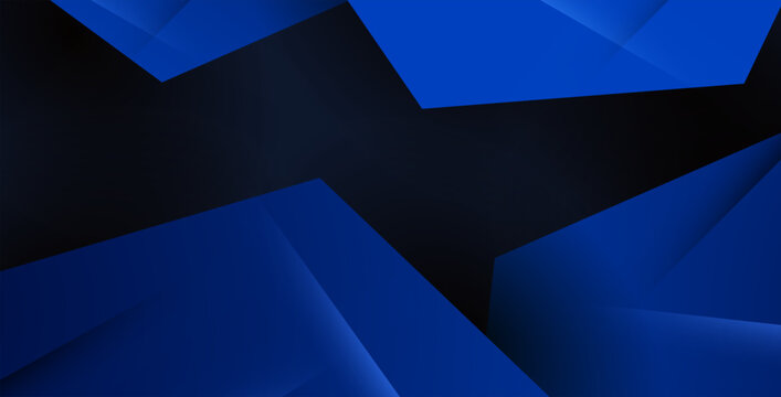 Modern abstract background with deep blue geometric shapes and dark contrast, featuring sharp angles, smooth gradients, and layered depth for a futuristic, professional design.