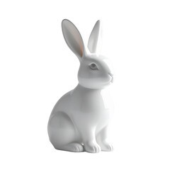 Cute white pet rabbit or bunny isolated on a white background for Easter animal illustration