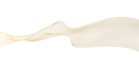 Naklejka na ściany i meble Abstract vector wavy lines flowing smooth curve gold gradient color on transparent background in concept of luxury, technology, science, music, modern.