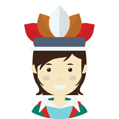 Child Wearing Colorful Autumn-Inspired Feathered Hat