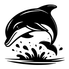 Obraz premium silhouette of a dolphin jumping , vector illustration of a dolphin 