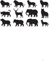 Obraz premium Collection of Wild Animal Silhouettes for Design and Artwork