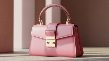 Elegance in the Details: A sophisticated pink handbag, a symbol of timeless fashion, stands out with its intricate design and refined details.