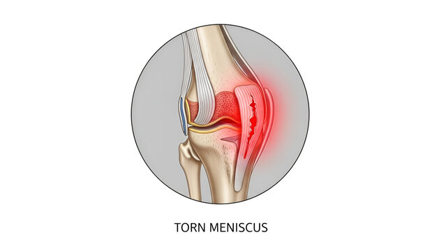 Illustration of torn meniscus