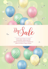 Pastel Spring Balloon Big Sale Poster for Seasonal Promotion, Store Sale, Holiday Campaign and Soft Color Advertising