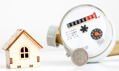 Hot water meter on the table