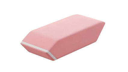 Pink eraser isolated on transparent background for school or office use