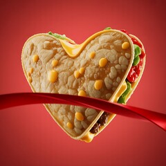 Floating Heart Taco With Cheese Drops Valentine Food Concept