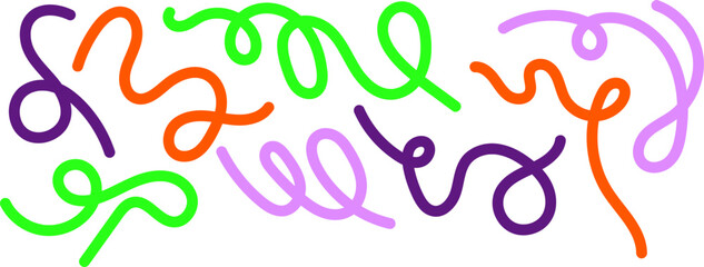 A vibrant collection of hand-drawn wavy and looping lines in playful colors on white