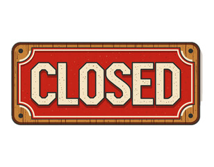 Fototapeta premium PNG closed sign flat red label signage poster sale typography artwork door board wall retro clip banner frame design