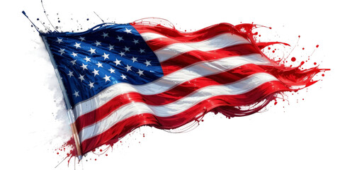 Waterfcolor Us United state America flag with american, america, united, patriotism, us, star, flag