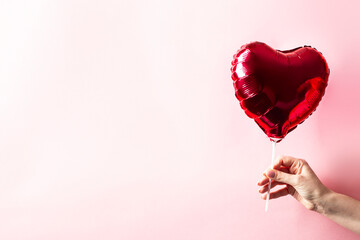 inflatable heart in red color isolated on white background Flat