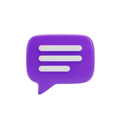 Fototapeta premium 3d realistic purple speech bubble message icon isolated on transparent background