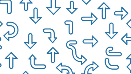 Seamless Vector Pattern of Blue Arrows Pointing in Multiple Directions on White Background