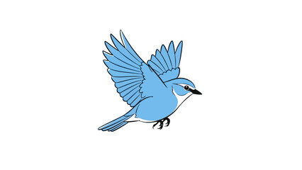 Whimsical Bluebird in Flight, Vector Illustration with Clean Lines and Vibrant Color