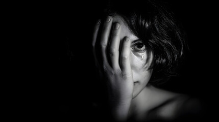 Woman crying experiencing sadness, grief, and despair