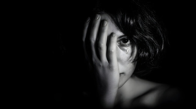 Woman crying experiencing sadness, grief, and despair