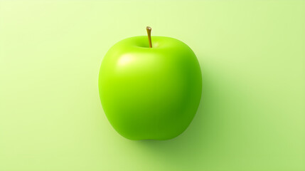 Obraz premium Bright green apple on smooth apple green surface, showcasing clean and solid tone, evokes freshness and vitality