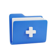 Obraz premium 3d blue folder with plus sign icon isolated on transparent background