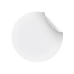 White Round Sticker with Peeled Corner