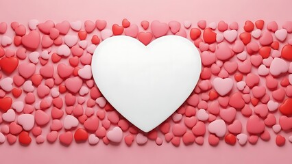 Valentine s day concept with white heart on pink background