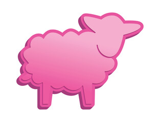 sheep vector illustration in pink color