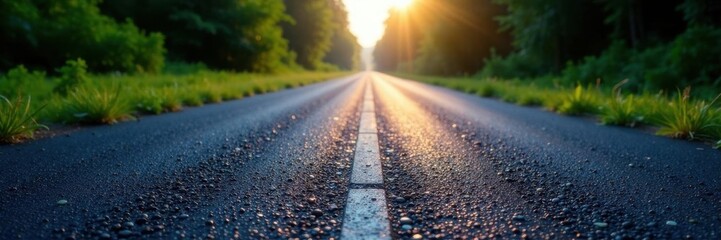 Deep black, freshly laid asphalt, panoramic view , asphalt, highway