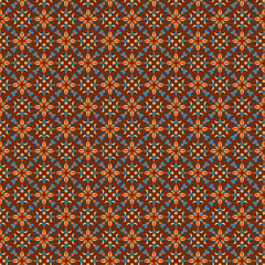 Oriental style Simple floral geometric pattern, ornament Stylized mosaic flower elements on a dark brown background