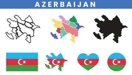 Obraz premium Azerbaijan maps and Azerbaijan flag vector collection