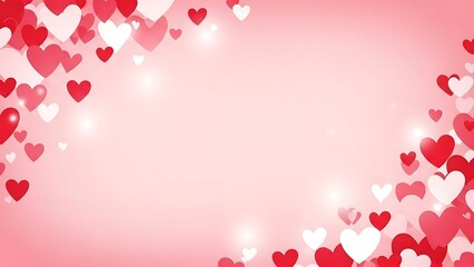 Valentine s day background with red and white hearts on pink