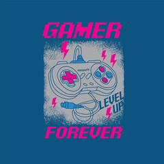 Gamer Forever Level up grunge game pad boys graphic tee © Saranya