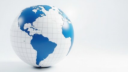 3D globe showing Americas and Europe isolated on white background