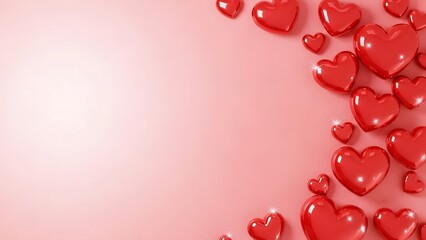 Valentine s day background with red hearts on pink