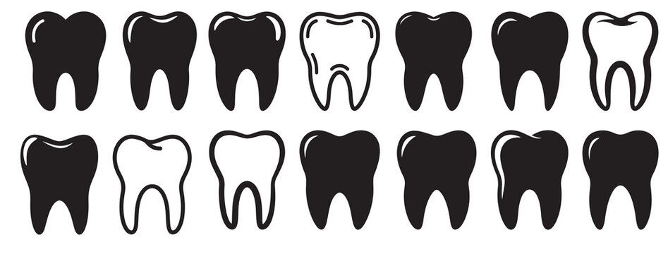 teeth silhouette white background