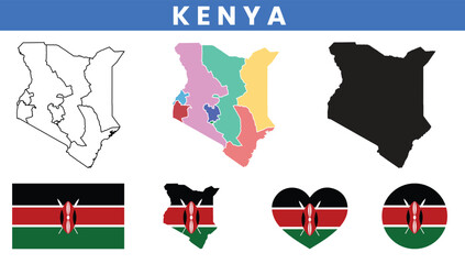 Kenya Map and Flag Vector Set © owngraphic1