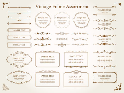 European luxury  vintage frame and decorative border illustration set.