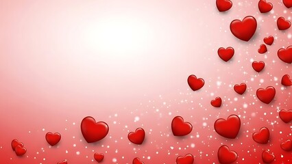 Romantic valentine s day background with red hearts and sparkles